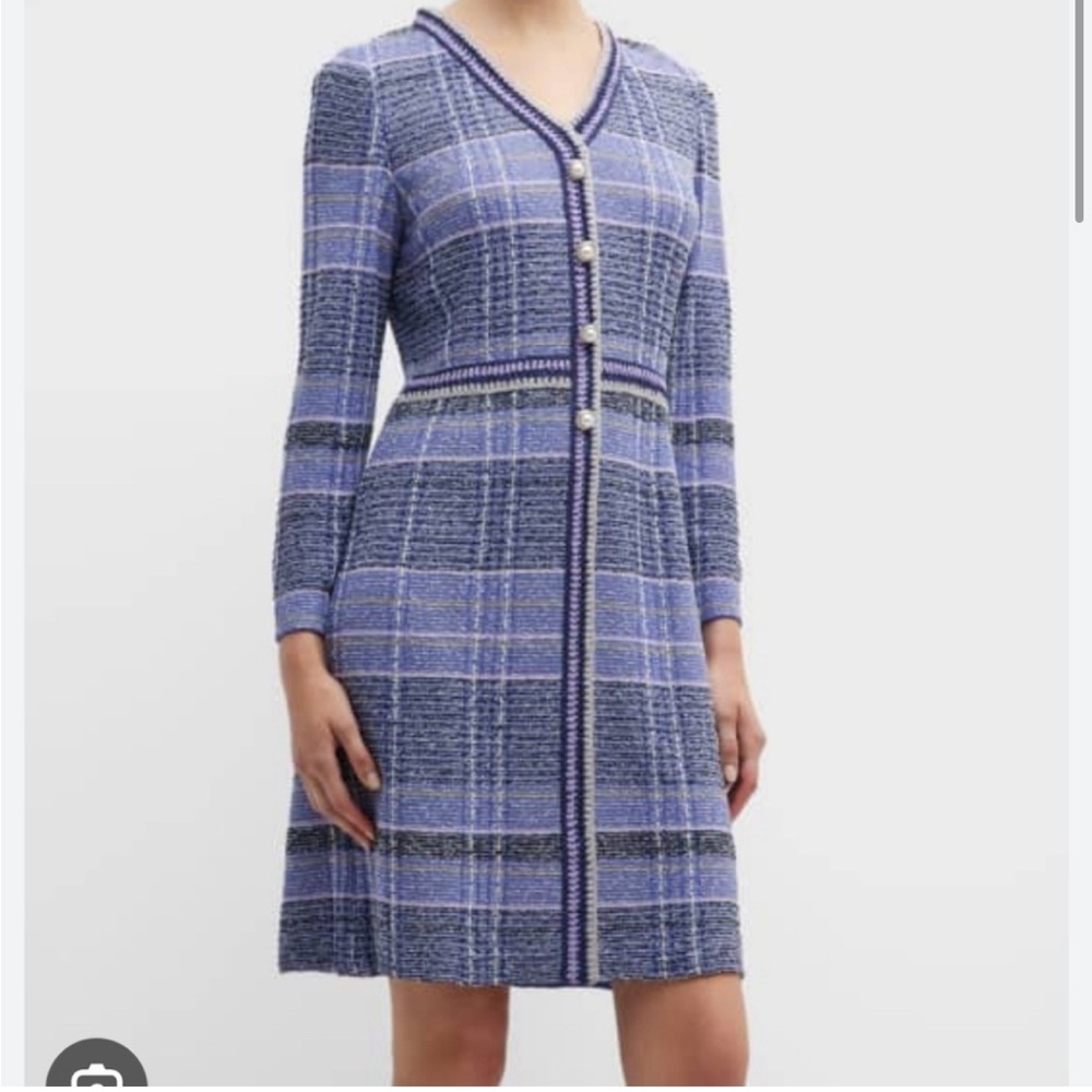 Misook Blue Plaid Midi Dress